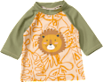 UV Shirt mit Blätter-Muster & Löwen-Applikation, grün & orange, Gr. 122/128 PUSBLU