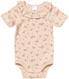 Body Kurzarm mit Ajour-Struktur und Blumen-Muster, beige, Gr. 98/104 ALANA