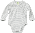 Baby Wickelbody, aus Bio-Baumwolle, Gr. 62/68, weiß, grau ALANA