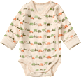 Wickelbody mit Auto-Muster & Mitwachsfunktion, beige, Gr. 62/68 ALANA
