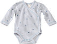 Baby Wickelbody, Gr. 46/48, in Bio-Baumwolle, weiß, blau, für Mädchen und Jungen PUSBLU