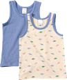 Unterhemden mit Dino-Muster, blau + beige, Gr. 110/116 ALANA