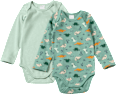 Bodys Langarm mit Dino-Muster, grün, Gr. 74/80 ALANA