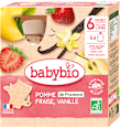 bio příkrm v sáčku jablko, jahoda a vanilka 4x90 g babybio