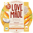 Menü Curry Reisgericht Karotte, Hähnchen, Kokos, Ingwer, ab 6 Monaten LoveMade Organics