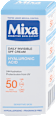 Denný pleťový krém Invisible Hyaluronic Acid SPF 50 Mixa