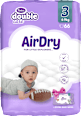 double care AirDry pelene 3 midi (4 – 9 kg) + vlažne maramice 40 kom. Violeta
