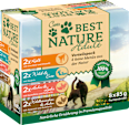 Nassfutter Katze mit Kalb, Wild & Ente, Huhn & Lachs, Wildkaninchen & Huhn, Multipack (8x85 g) Cats Best Nature