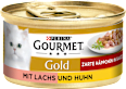 Nassfutter Katze Gold Zarte Häppchen in Sauce mit Lachs & Huhn Purina Gourmet