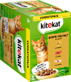 Nassfutter Katze mit Huhn, Rind & Lachs, bunte Vielfalt in Soße, Multipack (24x85 g) kitekat