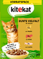 Nassfutter Katze mit Huhn, Rind & Lachs, bunte Vielfalt in Soße, Multipack (24x85 g) kitekat