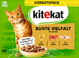 Nassfutter Katze mit Huhn, Rind & Lachs, bunte Vielfalt in Soße, Multipack (24x85 g) kitekat