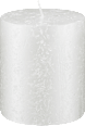 Stumpenkerze Rustik 80/68 Metallic Weiß Profissimo