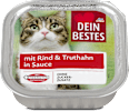 Hrană umedă pentru pisici in sos cu aromă de vită si curcan Dein Bestes