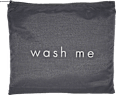 Wäschesack grau "wash me" und weißer Schrift manòu