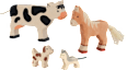 Holztiger Spielfigur-Set aus Holz, Kuh/Fohlen/Katze/Hund Gollnest & Kiesel