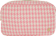 Kosmetiktasche pink mit Glitzer und Hahnentrittmuster klein manòu
