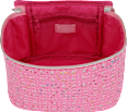 Kulturbeutel pink in Jeansoptik mit bunten Pailletten manòu