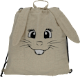 Juterucksack mit Hasenohren, beige-schwarz Soapland