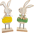 Holzaufsteller, Hase mit Stoffkordel, bunt Dekorieren & Einrichten