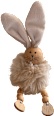 Holzhase mit Fellkugelkörper, Stoffohren & Perlenbeinen, hellbraun Dekorieren & Einrichten
