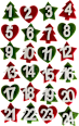 Adventskalenderzahlen Filz mit Holz, Baum, Stern & Herz, rot-grün Dekorieren & Einrichten