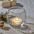 Kerzenhalter aus Glas "Schöne Weihnachten", rund, klar Dekorieren & Einrichten