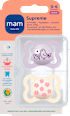 Schnuller Supreme Silikon, lila/creme, 0-6 Monate mam