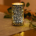 LED-Windlicht 16cm schwarz-gold mit Sternchen  Dekorieren & Einrichten