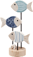 Holzaufsteller drei Fische, blau-natur Dekorieren & Einrichten