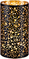 LED-Windlicht 16cm schwarz-gold mit Sternchen  Dekorieren & Einrichten