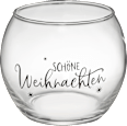 Kerzenhalter aus Glas "Schöne Weihnachten", rund, klar Dekorieren & Einrichten