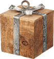 Holzgeschenk mit silberner Schleife Dekorieren & Einrichten