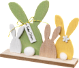 Holzaufsteller, Hasen, natur-weiß-grün-gelb Dekorieren & Einrichten