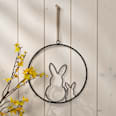 Metallring mit zwei Hasen zum Aufhängen, schwarz Dekorieren & Einrichten