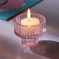 Kerzenhalter aus Glas 2in1, rosa (4x5,5x8 cm) Dekorieren & Einrichten