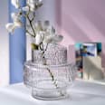 Vase aus Glas, geriffelt, transparent (14,5x14,5x19,5 cm) Dekorieren & Einrichten