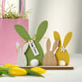 Holzaufsteller, Hasen, natur-weiß-grün-gelb Dekorieren & Einrichten