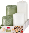 Kerzen-Set rustik metallic weiß-mint Profissimo