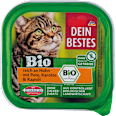 Bio popolna hrana za mačke s kokošjo, puro, korenjem in repičnim oljem DEIN BESTES