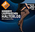 Halterlose Strümpfe laufmaschenresitent transparent schwarz Gr. 44/48, 20 DEN nur die