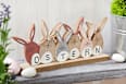 Holzaufsteller Hasenreihe Ostern natur-flieder-grau  keine Marke