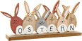Holzaufsteller Hasenreihe Ostern natur-flieder-grau  keine Marke