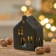Dekoaufsteller, Haus mit LED, schwarz (14 cm) BOLTZE