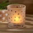 Kerzenhalter aus Glas "IT´S BEGINNING TO LOOK A LOT LIKE Christmas", weiß-silber-schwarz BOLTZE