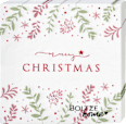 Servietten "merry CHRISTMAS" mit Zweigen, weiß-rot-grün (33x33 cm) BOLTZE