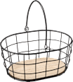 Metallkorb mit Holzboden & Henkel, schwarz Dekorieren & Einrichten