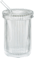 Glas mit Deckel und Glashalm, geriffelt (390ml) keine Marke