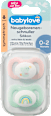 Schnuller für Neugeborene symmetrisch, Silikon, rosa/grün, Gr. 0 babylove