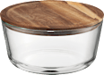 Aufbewahrungsdose aus Glas mit Deckel aus Akazienholz, (18,7x18,7x9,5cm) keine Marke